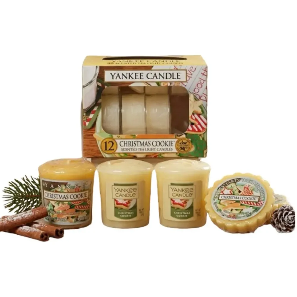 Vintage Yankee Candle Christmas Cookie Lot 11pc Tea Lights Votives Wax Tart HTF